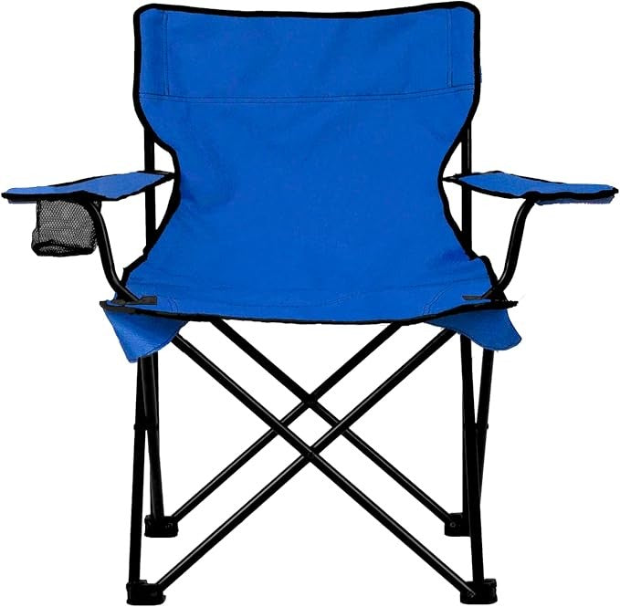 Scaun pliabil de plajă și camping AT PERFORMANCE® – Portabil, ușor, multifuncțional, 120 kg, cu geantă transport și suport pahar – Albastru