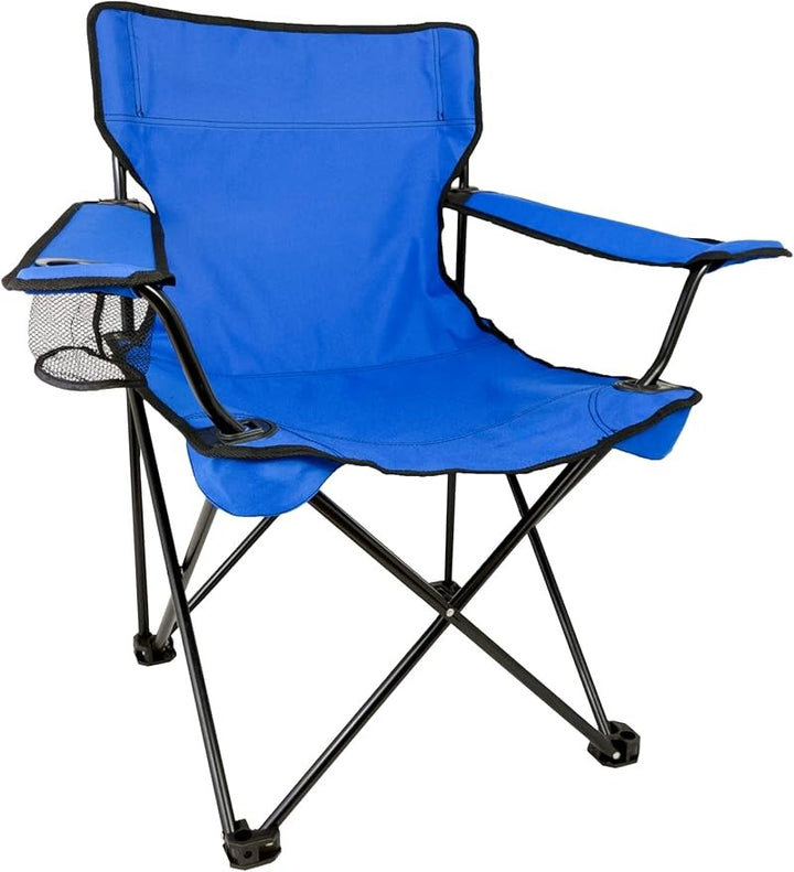 Set 2 Scaune pliabile AT PERFORMANCE® – Camping & Plajă, 120 kg, Suport băutură + Genți transport, Portabile, ușoare, pentru drumeții, picnic, pescuit – Albastru