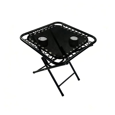 Masă Pliabilă AT PERFORMANCE® pentru Camping și Grădină, 50x50x50 cm, cu 2 Suporturi pentru Pahare, Cadru Metalic