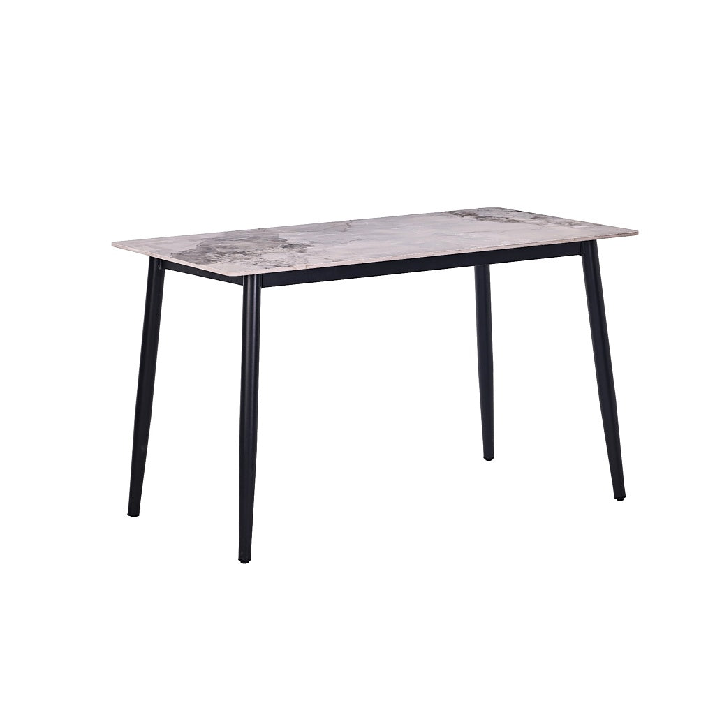 Set masă Bucatarie / Sufragerie cu 4 scaune, blat sintered stone gri și catifea, 120x70 cm