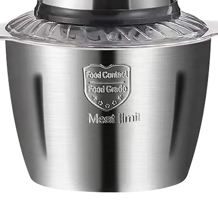 Tocator Universal Electric HY-1221 pentru Carne si Legume, Capacitate 3L, Bol Inox, 4 Lame Premium din Otel Inoxidabil, Motor Puternic 1000W