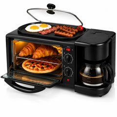 Cuptor Electric 3 în 1 cu Cafetieră Integrată, Grill și Timer – 2000W