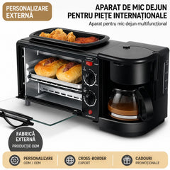 Cuptor Electric 3 în 1 cu Cafetieră Integrată, Grill și Timer – 2000W