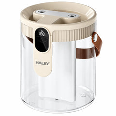 Umidificator de Aer HALEY HY-3103, 1.5L, Pulverizare Dublă, Display Digital Inteligent, Debit 25–80 ml/h, Acumulator 1800 mAh, Oprire Automată cu Timer, Lumină Ambientală Caldă