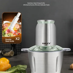 Tocător de alimente Haley HY-1238 – Putere de 1000W și vas de 3L din inox pentru tocare eficientă